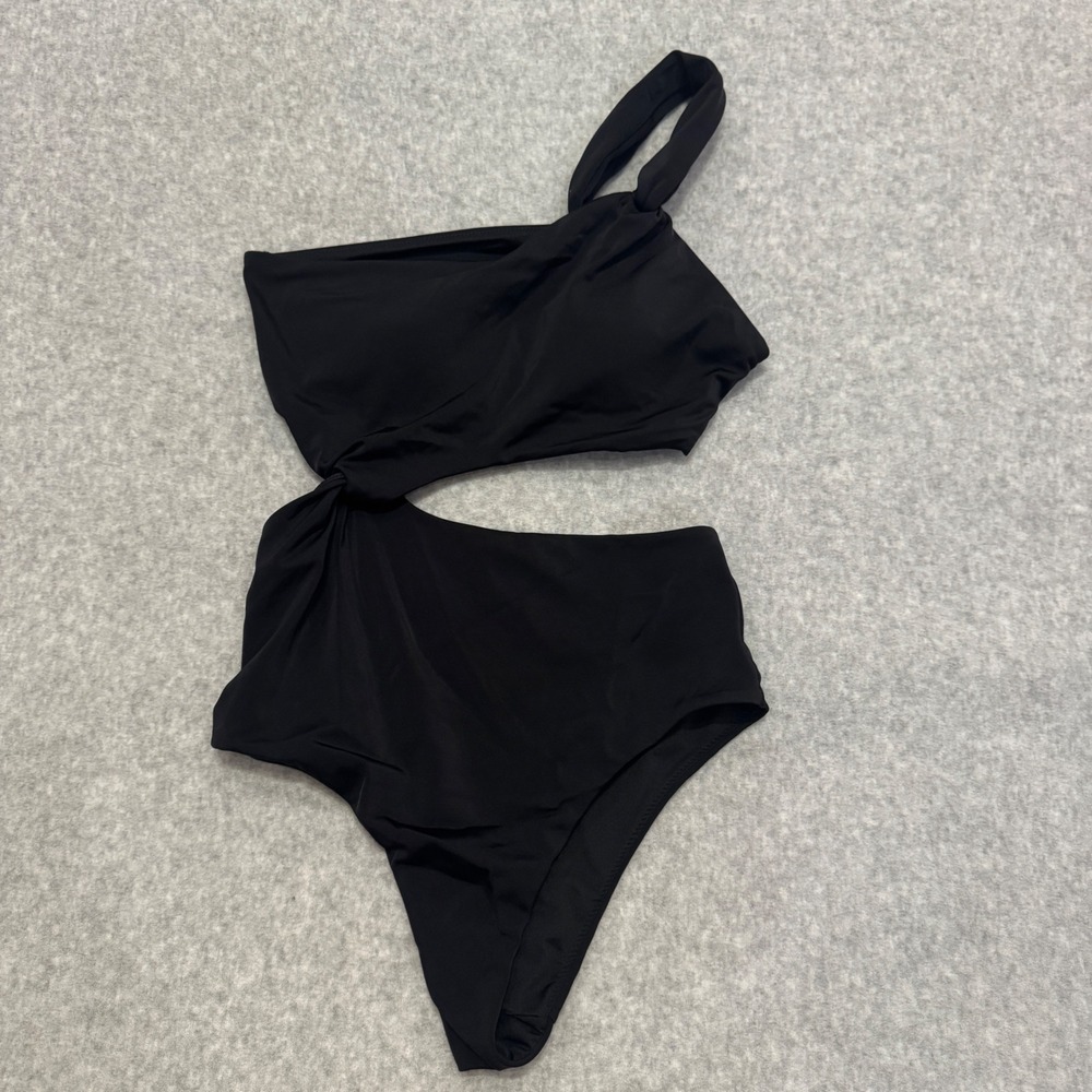 Victoria's Secret Black One Shoulder Cutout One Piece Swimsuit Small Vacation